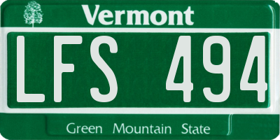 VT license plate LFS494