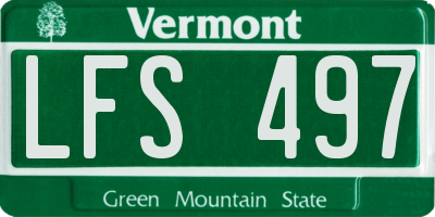 VT license plate LFS497