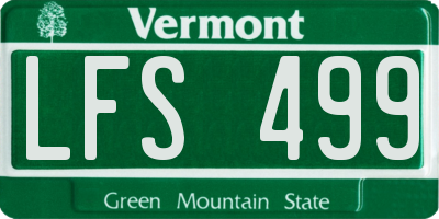 VT license plate LFS499
