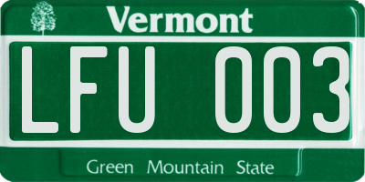 VT license plate LFU003