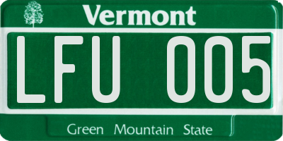 VT license plate LFU005