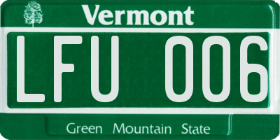 VT license plate LFU006