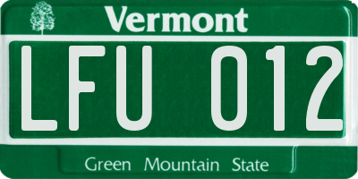 VT license plate LFU012