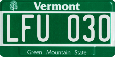 VT license plate LFU030
