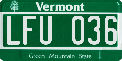 VT license plate LFU036
