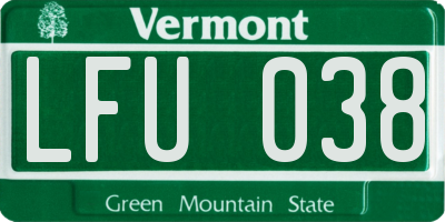 VT license plate LFU038