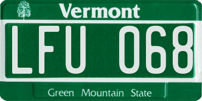 VT license plate LFU068
