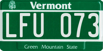 VT license plate LFU073