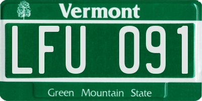 VT license plate LFU091