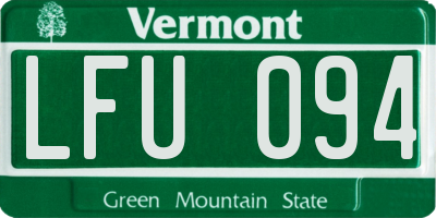 VT license plate LFU094