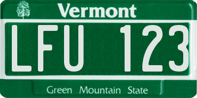VT license plate LFU123