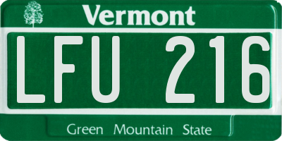 VT license plate LFU216