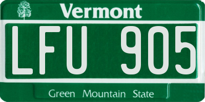 VT license plate LFU905