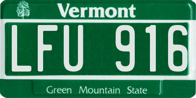 VT license plate LFU916