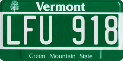 VT license plate LFU918