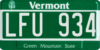 VT license plate LFU934