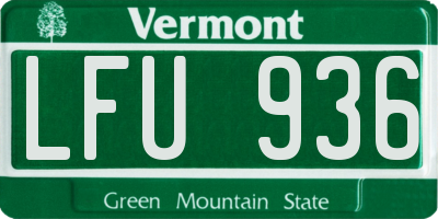 VT license plate LFU936