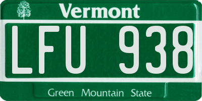 VT license plate LFU938