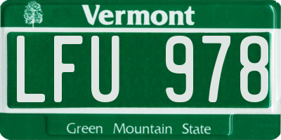 VT license plate LFU978