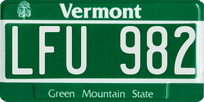 VT license plate LFU982