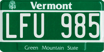 VT license plate LFU985