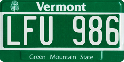 VT license plate LFU986