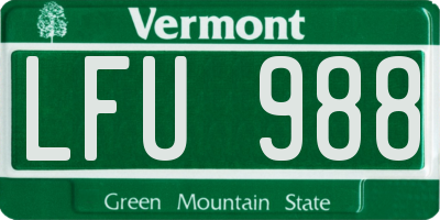 VT license plate LFU988