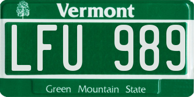 VT license plate LFU989