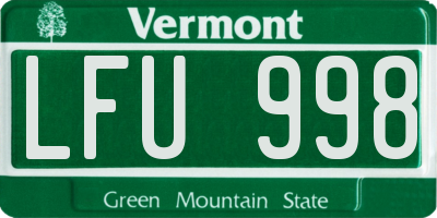 VT license plate LFU998
