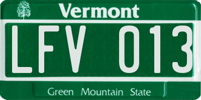 VT license plate LFV013
