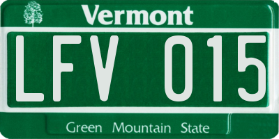 VT license plate LFV015