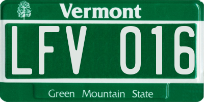 VT license plate LFV016