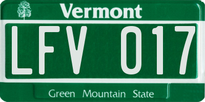 VT license plate LFV017