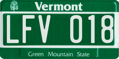 VT license plate LFV018