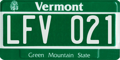 VT license plate LFV021