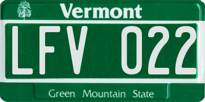 VT license plate LFV022