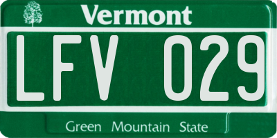 VT license plate LFV029