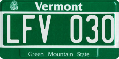 VT license plate LFV030