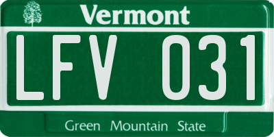 VT license plate LFV031
