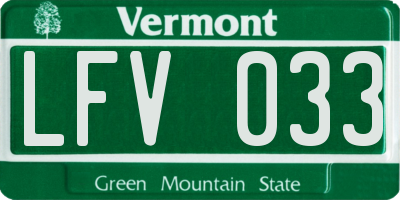 VT license plate LFV033
