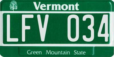 VT license plate LFV034