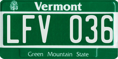 VT license plate LFV036