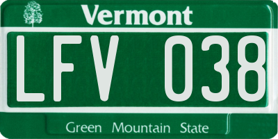 VT license plate LFV038