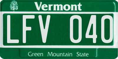 VT license plate LFV040