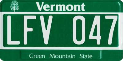 VT license plate LFV047