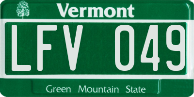 VT license plate LFV049