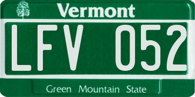 VT license plate LFV052