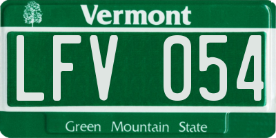 VT license plate LFV054