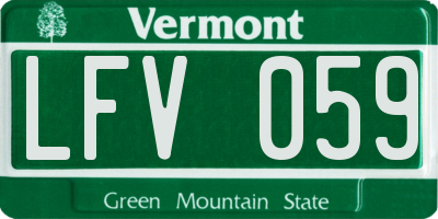 VT license plate LFV059