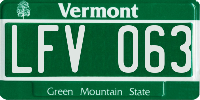 VT license plate LFV063